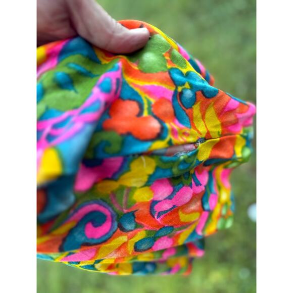 Vintage 1960s 70s Psychedelic Floral Sleeveless Day Dress Mod Festival Boho - Picture 4 of 6